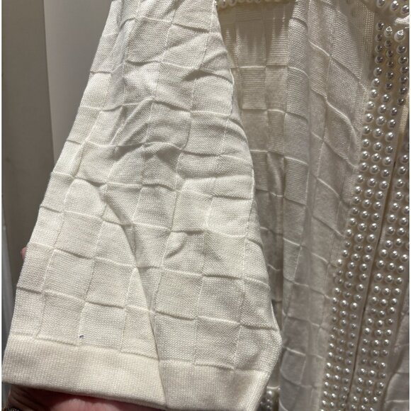 NWOT Joan Rivers Women’s Cream Pearl Embellished Cardigan Sweater Size 2X - Picture 3 of 7